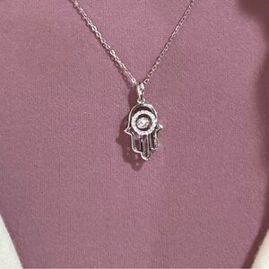 NEW Hamsa Maya Caroleena sterling silver necklace floating stone.